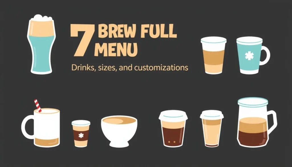 AI-generated illustration for the article "7 Brew Full Menu: Drinks, Sizes, and Customizations Explained"
